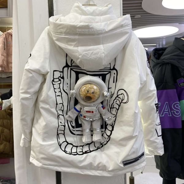 winter down jacket women's short fashion space astronaut bear thickened couple printed trend, Black
winter down jacket women's short fashion space astronaut bear thickened couple printed trend, Black