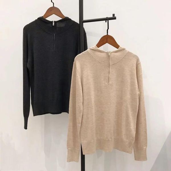 women's sweaters 2021 autumn winter women knit hooded sweater ladies long sleeve loose knitwear pullover with half zippper jumper, White;black
women's sweaters 2021 autumn winter women knit hooded sweater ladies long sleeve loose knitwear pullover with half zippper jumper, White;black