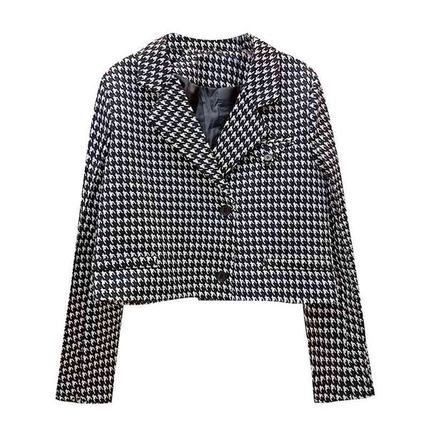 women plaid pocket button long sleeve notch collar blazer short cropped single-breasted houndtooth chic c0330 210514, White;black
women plaid pocket button long sleeve notch collar blazer short cropped single-breasted houndtooth chic c0330 210514, White;black