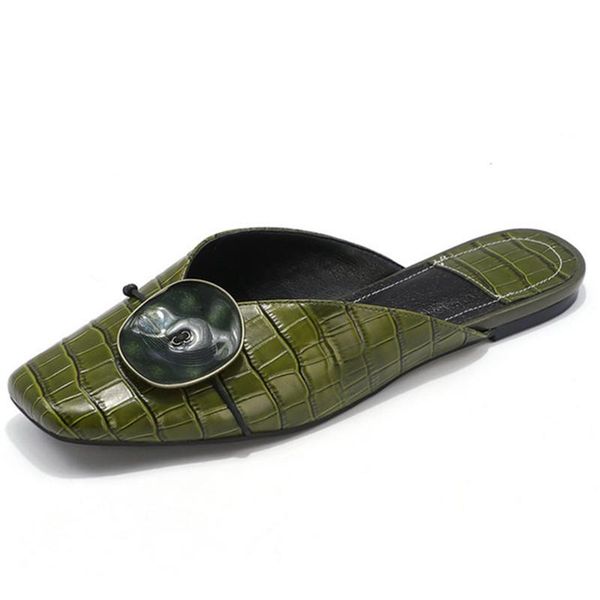 metal decoration ladies slippers 2021 women summer square toe low heels pumps genuine leather shoes woman sandals, Black
metal decoration ladies slippers 2021 women summer square toe low heels pumps genuine leather shoes woman sandals, Black