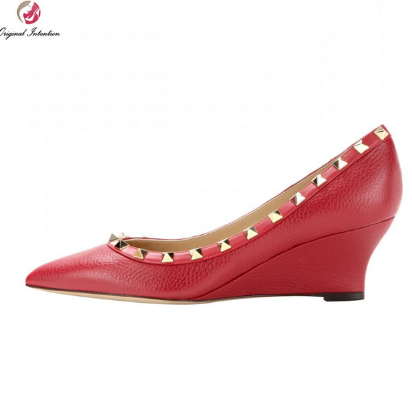 original intention elegant women pumps rivets pointed toe wedges brown black red high-quality shoes woman plus size 4-15 dress
original intention elegant women pumps rivets pointed toe wedges brown black red high-quality shoes woman plus size 4-15 dress