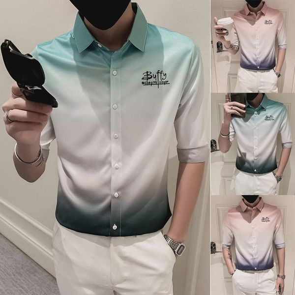 men's casual shirts formal social blouse 2021 v-neck gradient shirt men short sleeve letter print streetwear korean slim mens dress, White;black
men's casual shirts formal social blouse 2021 v-neck gradient shirt men short sleeve letter print streetwear korean slim mens dress, White;black