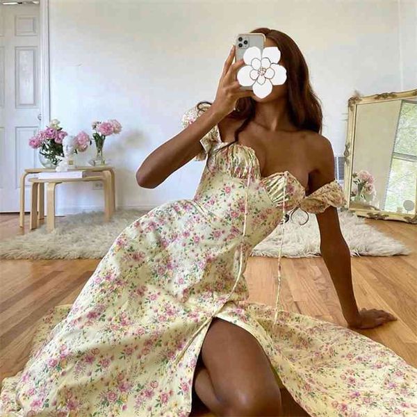 elegant boho floral print long slit dress french romantic slit lace up vacation beach casual summer high waist vestidos 210508, Black;gray
elegant boho floral print long slit dress french romantic slit lace up vacation beach casual summer high waist vestidos 210508, Black;gray