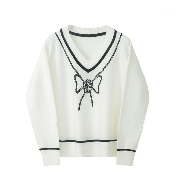 women's sweaters luxury bow print women sweater vintage v-neck long sleeve knitted pullovers autumn winter lazy blue loose jumpers engl, White;black
women's sweaters luxury bow print women sweater vintage v-neck long sleeve knitted pullovers autumn winter lazy blue loose jumpers engl, White;black