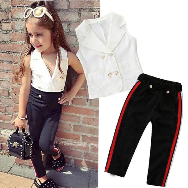 summer 1 7y toddler kids girls fashion 2pcs sets sleeveless button t shirt pants outfits clothes, White
summer 1 7y toddler kids girls fashion 2pcs sets sleeveless button t shirt pants outfits clothes, White