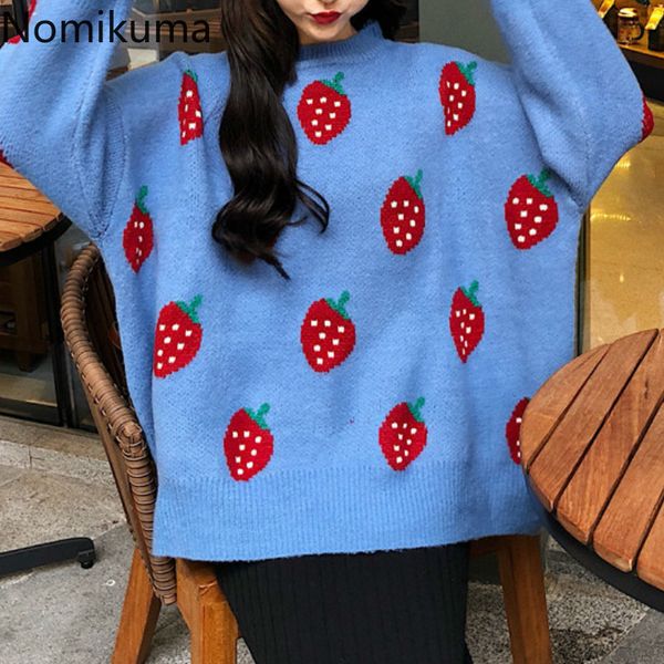 nomikuma arrival o neck long sleeve pullover jumpers women strawberry pattern sweet fashion sweaters sueter mujer 3c063 210514, White;black
nomikuma arrival o neck long sleeve pullover jumpers women strawberry pattern sweet fashion sweaters sueter mujer 3c063 210514, White;black