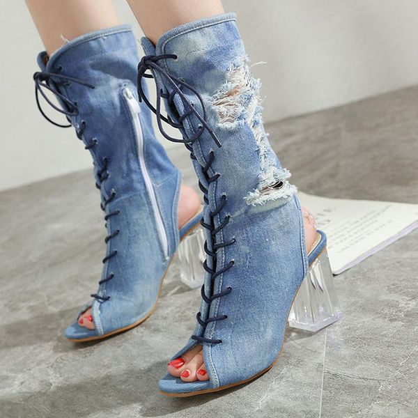 women shoes 8.5cm autumn foreign trade open-toed crystal thick heeled denim mid-barrel sandal girl sandals, Black
women shoes 8.5cm autumn foreign trade open-toed crystal thick heeled denim mid-barrel sandal girl sandals, Black