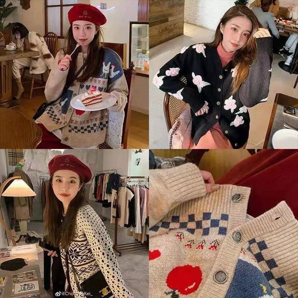 vintage casual loose love cardigan womens sweater japanese kawaii female korean harajuku clothing for women spring, White;black
vintage casual loose love cardigan womens sweater japanese kawaii female korean harajuku clothing for women spring, White;black