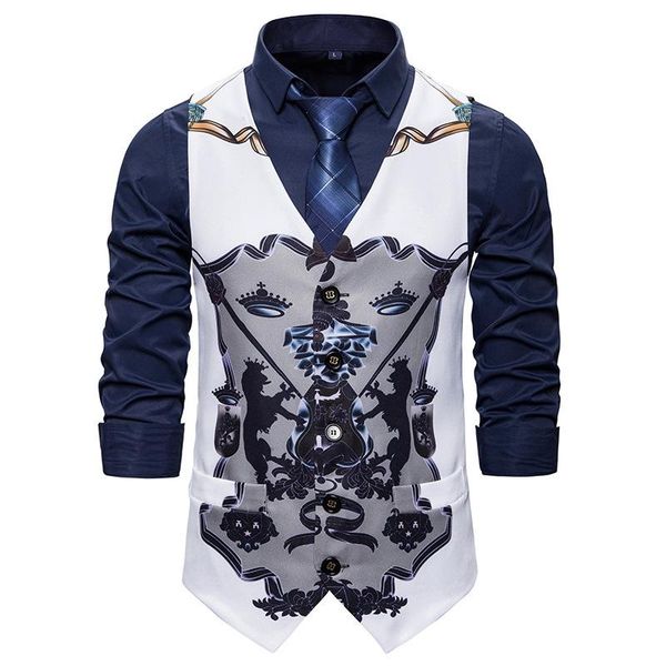 men's vests vintage printed one breasted waistcoat dress for men slim fit graffiti sleeveless jacket coat waistcoats vest, Black;white
men's vests vintage printed one breasted waistcoat dress for men slim fit graffiti sleeveless jacket coat waistcoats vest, Black;white