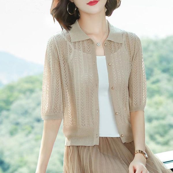knitted sweater cardigan jacket summer half sleeve ice silk knit thin coat outerwear sun protection clothing 2021 y94 women's jackets, Black;brown
knitted sweater cardigan jacket summer half sleeve ice silk knit thin coat outerwear sun protection clothing 2021 y94 women's jackets, Black;brown