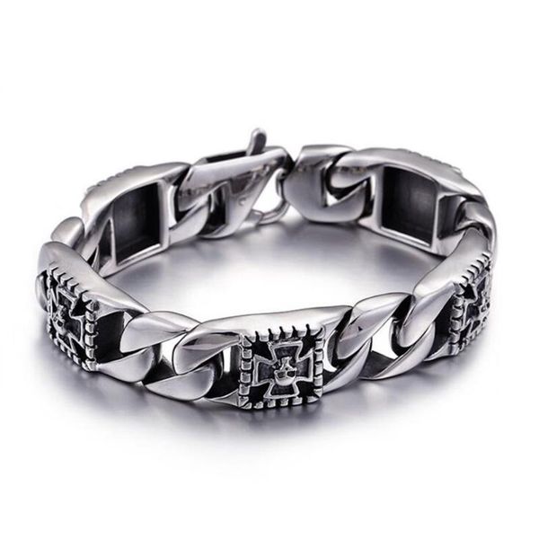 stainless steel bracelet men heavy mens vintage square cross bracelets gothic biker jewelry man punk hand chain 8.6" link,, Black
stainless steel bracelet men heavy mens vintage square cross bracelets gothic biker jewelry man punk hand chain 8.6" link,, Black