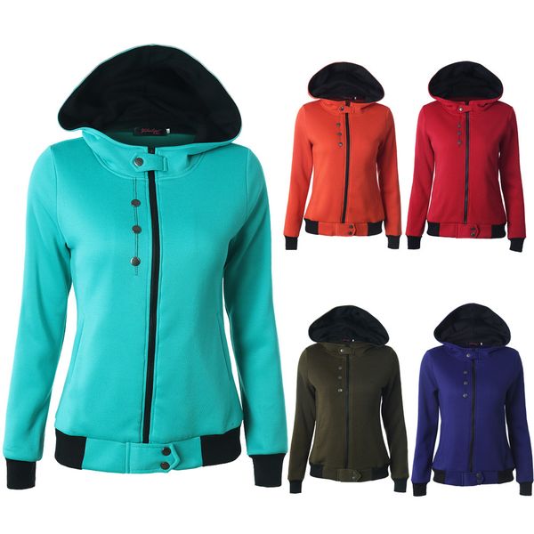 trendy iadies' sweaters winter sweater four button decorative zipper hooded women's cardigan coathoodies, Black
trendy iadies' sweaters winter sweater four button decorative zipper hooded women's cardigan coathoodies, Black