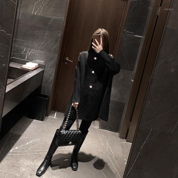 women's wool & blends overcoat winter 2021 korean loose temperament black medium long versatile lazy wind cape coat
women's wool & blends overcoat winter 2021 korean loose temperament black medium long versatile lazy wind cape coat