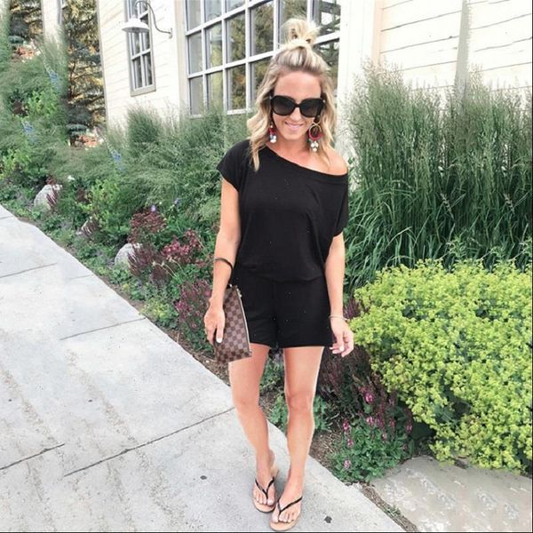 womens jumpsuits summer short sleeve solid color casual playsuits one shoulder off jumpsuit pants lady, Black;white
womens jumpsuits summer short sleeve solid color casual playsuits one shoulder off jumpsuit pants lady, Black;white