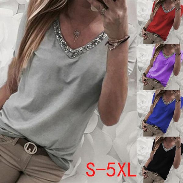 women's tanks & camis summer casual solid color versatile splicing v-neck bead piece short sleeve t-shirt plus size women, White
women's tanks & camis summer casual solid color versatile splicing v-neck bead piece short sleeve t-shirt plus size women, White