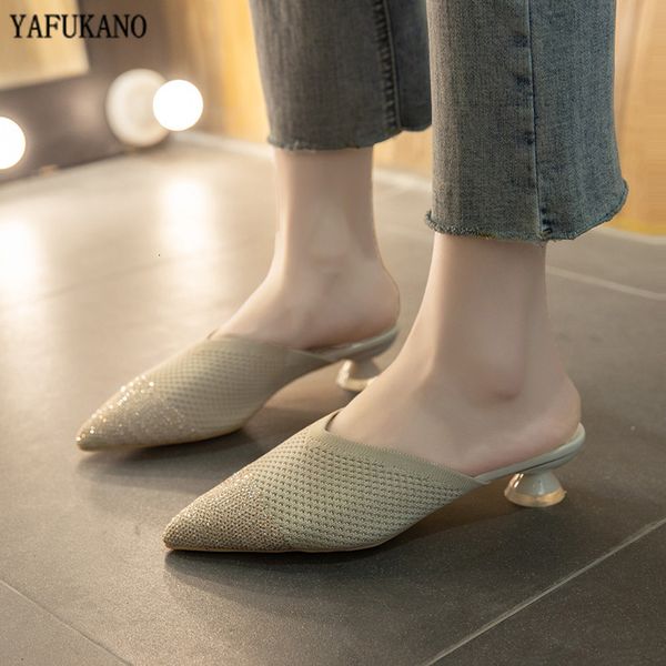 slippers summer knitted elastic mesh women rhinestones pointed toe slides spike heels mules high heel sets semi nyse, Black
slippers summer knitted elastic mesh women rhinestones pointed toe slides spike heels mules high heel sets semi nyse, Black