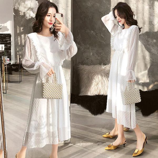 casual dresses ruffles polka dot women chiffon dress elastic waist flare sleeve female long vestidos a-line white 2021, Black;gray
casual dresses ruffles polka dot women chiffon dress elastic waist flare sleeve female long vestidos a-line white 2021, Black;gray
