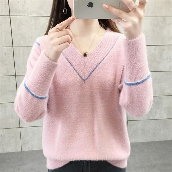women's sweaters winter thick mink fleece v collar sweater women fashion 4 color pullover jumper ladies korean long sleeve female, White;black
women's sweaters winter thick mink fleece v collar sweater women fashion 4 color pullover jumper ladies korean long sleeve female, White;black