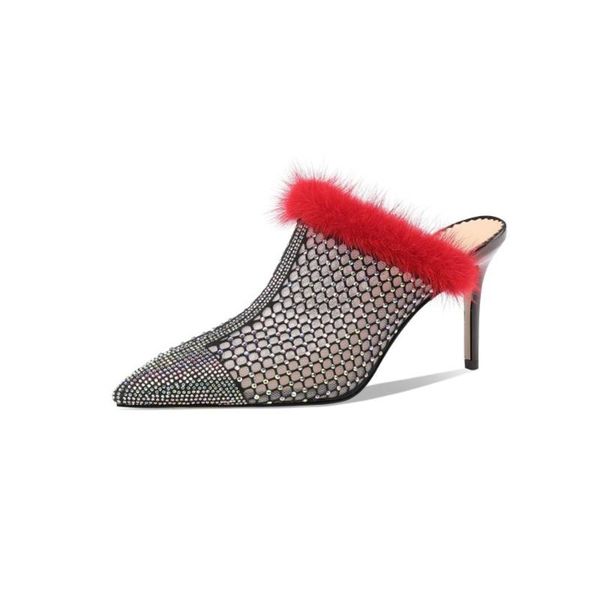 slippers womens pointed toe rhinestones mesh stilettos high heel mules real shoes crystal leather luxury 2021, Black
slippers womens pointed toe rhinestones mesh stilettos high heel mules real shoes crystal leather luxury 2021, Black