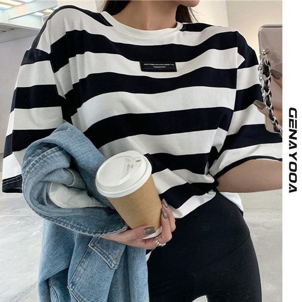 genayooa summer t-shirt women o neck tee casual loose striped korean style t shirts womens and blouses 2021 women's, White
genayooa summer t-shirt women o neck tee casual loose striped korean style t shirts womens and blouses 2021 women's, White