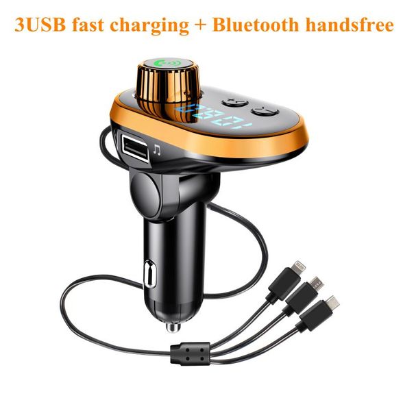 

car audio mp3 player bluetooth fm transmitter hands-kit modulator sd music playing 3 usb 3.1a fast charging