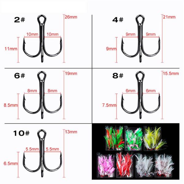 20pcs 2/4/6/8/10# feather treble fishing hook minnow lure crankbait swimbait barbed fishhook high carbon steel colorful hooks
20pcs 2/4/6/8/10# feather treble fishing hook minnow lure crankbait swimbait barbed fishhook high carbon steel colorful hooks