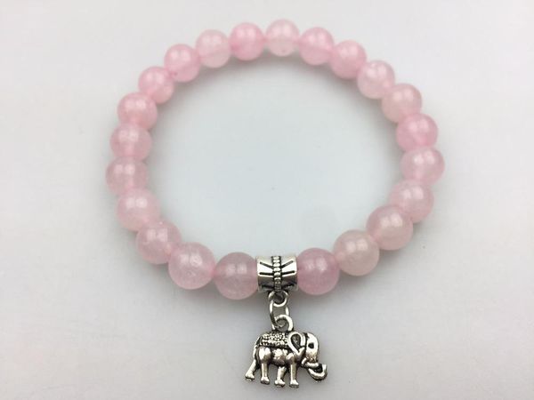 charm bracelets natural stone 8mm rosequartz bracelet round bead elephant pendant yoga meditation mala, Golden;silver
charm bracelets natural stone 8mm rosequartz bracelet round bead elephant pendant yoga meditation mala, Golden;silver