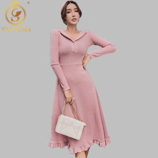 v neck long sleeve elegant sweater dress women casual warm ruffle knitted winter 210520, Black;gray
v neck long sleeve elegant sweater dress women casual warm ruffle knitted winter 210520, Black;gray