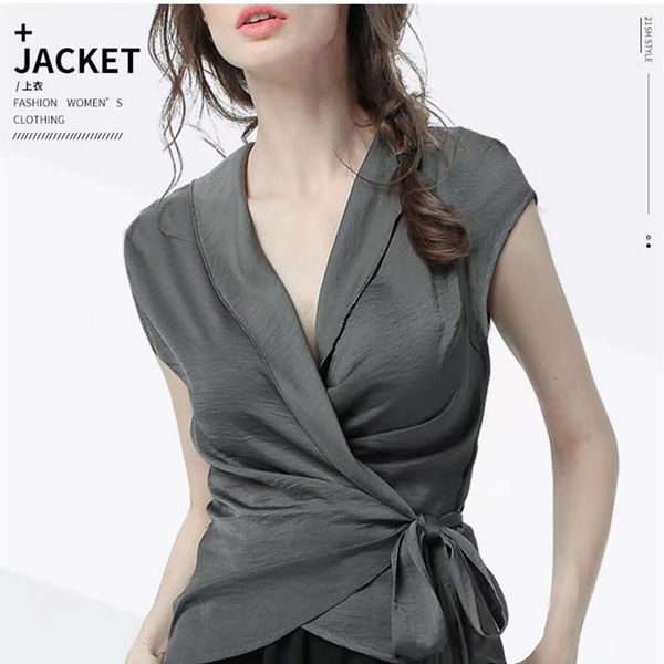 women's t-shirt spring summer shirt with cross bandage europe style deep v-neck sleeveless oversized female black top, White
women's t-shirt spring summer shirt with cross bandage europe style deep v-neck sleeveless oversized female black top, White