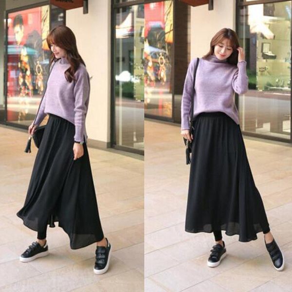 spring fake two piece chiffon skirt women leggings ol thin girl korean syle streetwear loose solid elastic ladies leggins women's, Black
spring fake two piece chiffon skirt women leggings ol thin girl korean syle streetwear loose solid elastic ladies leggins women's, Black
