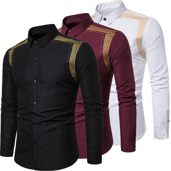 men's casual shirts spring and autumn trends elegant fashion formal wear thin slim wheat ears printed long sleeve dress, White;black
men's casual shirts spring and autumn trends elegant fashion formal wear thin slim wheat ears printed long sleeve dress, White;black