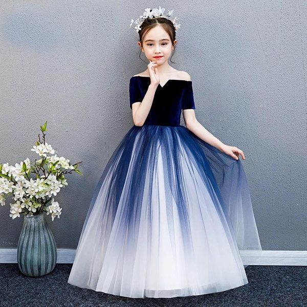 girl's dresses girls princess dark blue gradient tulle flower girl for weddings off the shoulder boat neck communion gowns, Red;yellow
girl's dresses girls princess dark blue gradient tulle flower girl for weddings off the shoulder boat neck communion gowns, Red;yellow