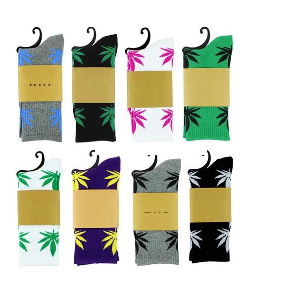 

2021 wholesale 38colors christmas plant life socks for men women cotton socks skateboard hiphop maple leaf sport socks dhl, Pink;yellow
