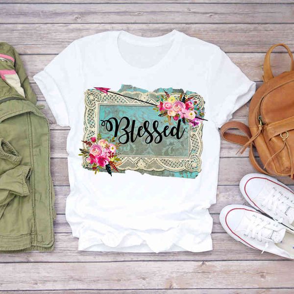 women's t-shirt women summer blessed flower floral cute fashion printed lady t-shirts t shirt ladies womens graphic female tee, White
women's t-shirt women summer blessed flower floral cute fashion printed lady t-shirts t shirt ladies womens graphic female tee, White