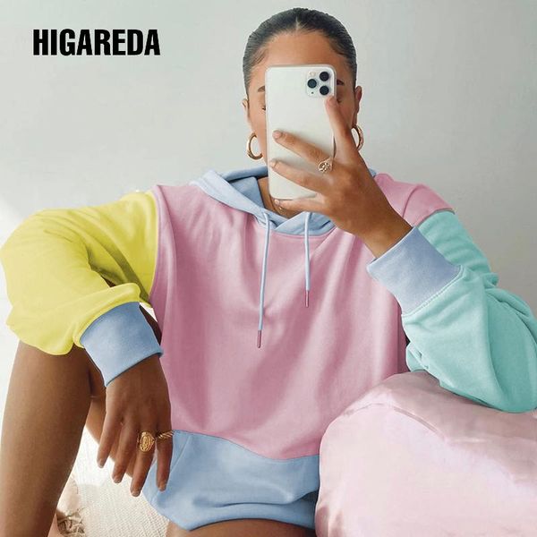 women's hoodies & sweatshirts higareda patchwork fashion casual hooded sweatshirt women pink korean long sleeve sweat shirt autumn stre, Black
women's hoodies & sweatshirts higareda patchwork fashion casual hooded sweatshirt women pink korean long sleeve sweat shirt autumn stre, Black