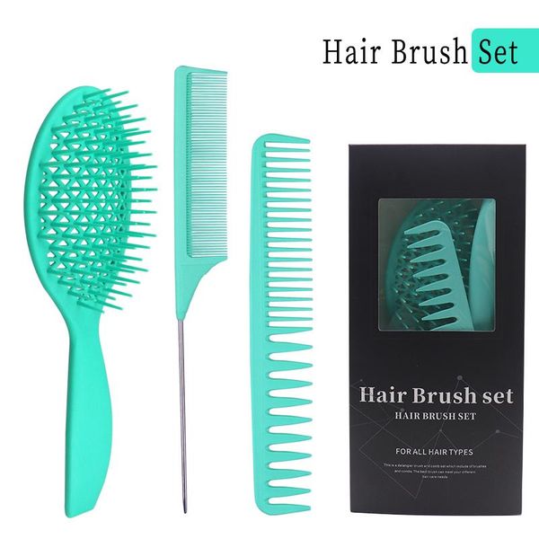 detangling hair brush comb set head massage for curly barber accessories care styling tools brushes, Silver 
detangling hair brush comb set head massage for curly barber accessories care styling tools brushes, Silver