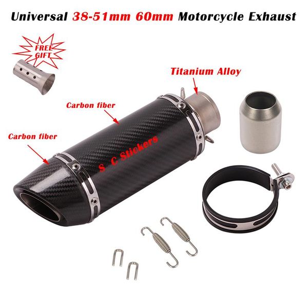 motorcycle exhaust system universal 51mm pipe escape moto homologado scooter muffler pot 60mm db killer carbon fiber titanium
motorcycle exhaust system universal 51mm pipe escape moto homologado scooter muffler pot 60mm db killer carbon fiber titanium