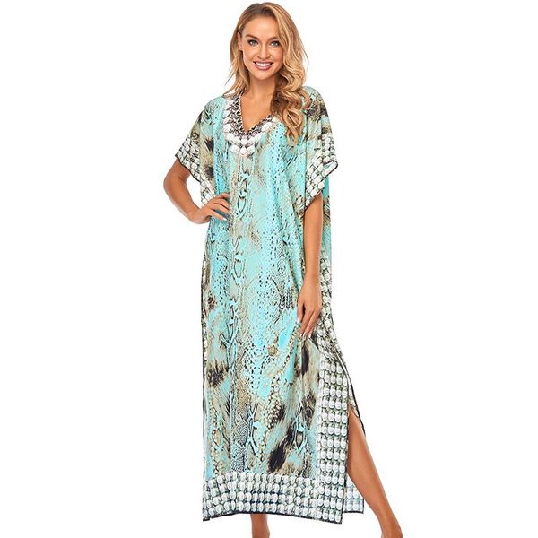 women casual long dress plus size print snakeskin beach maxi bikini cover up robe plage kaftan sarong beachwear women's swimwear, White;black
women casual long dress plus size print snakeskin beach maxi bikini cover up robe plage kaftan sarong beachwear women's swimwear, White;black