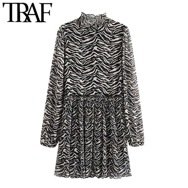 traf women chic fashion animal print pleated mini dress vintage high neck see through sleeve female dresses vestidos 210415, Black;gray
traf women chic fashion animal print pleated mini dress vintage high neck see through sleeve female dresses vestidos 210415, Black;gray