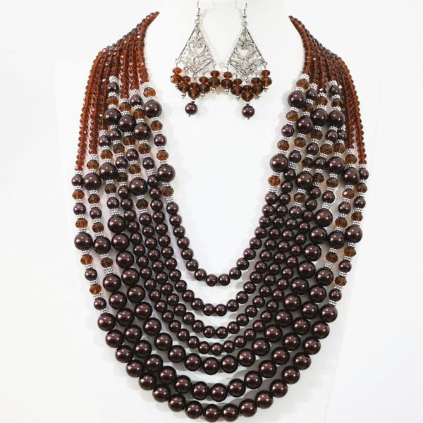 earrings & necklace sweat chololate round shell simulated-pearl women fashion 7 rows charms gift jewelry set 19-27.5inch b1309, Silver
earrings & necklace sweat chololate round shell simulated-pearl women fashion 7 rows charms gift jewelry set 19-27.5inch b1309, Silver