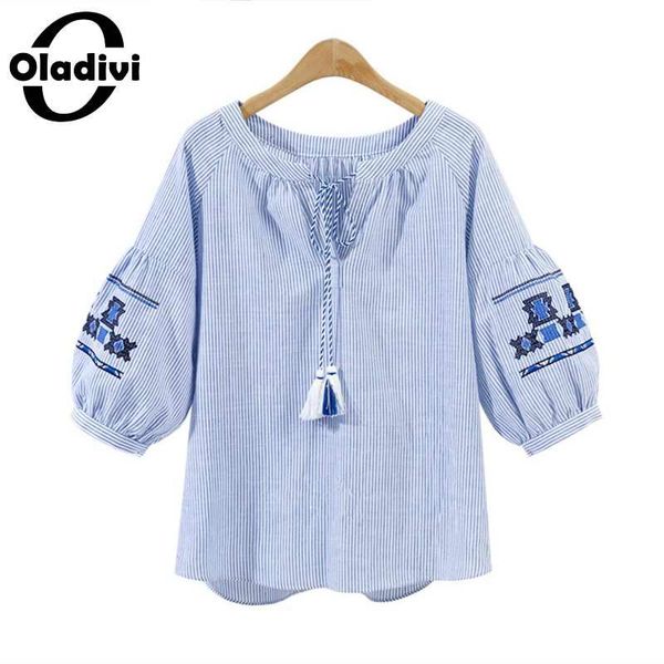 oladivi plus size women fashion striped embroidered shirt ladies summer autumn half sleeve casual loose blouse blusa 5xl 4xl women's bl, White
oladivi plus size women fashion striped embroidered shirt ladies summer autumn half sleeve casual loose blouse blusa 5xl 4xl women's bl, White