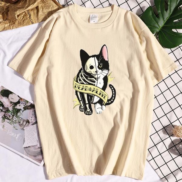 women's t-shirt dead alive schrodinger cat female creativity fashion short-sleeved hipster shirt thin section t women, White
women's t-shirt dead alive schrodinger cat female creativity fashion short-sleeved hipster shirt thin section t women, White