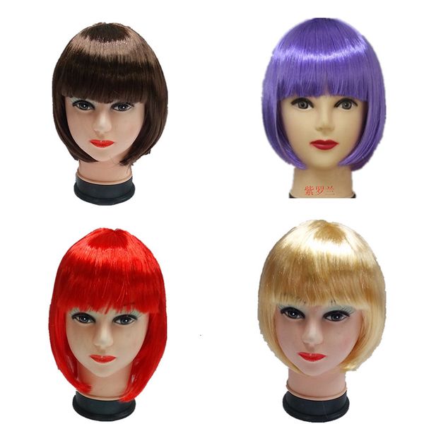 adults exaggerate wig children colorful funny sister head short hair red performance headgear props, Black 
adults exaggerate wig children colorful funny sister head short hair red performance headgear props, Black