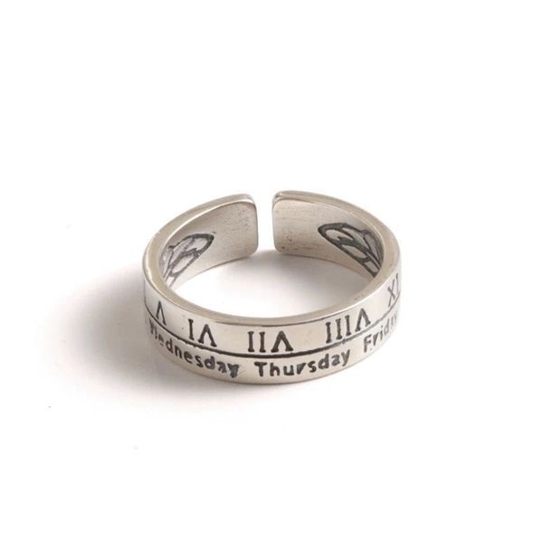 make old antique thai silver roman numeral week fashion women's ring opening hand ornament, Black
make old antique thai silver roman numeral week fashion women's ring opening hand ornament, Black