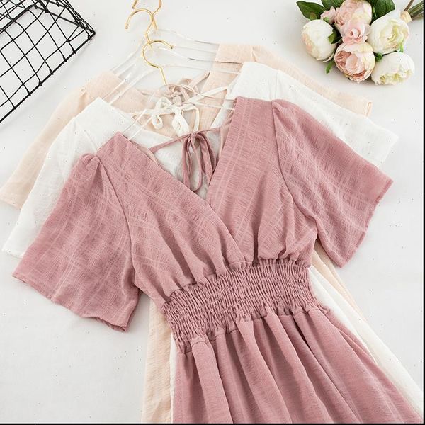 summer v neck womens dresses short sleeve pleated chic elastic slim waist bandage strap chiffon pullover ruffles midi, Black;gray
summer v neck womens dresses short sleeve pleated chic elastic slim waist bandage strap chiffon pullover ruffles midi, Black;gray