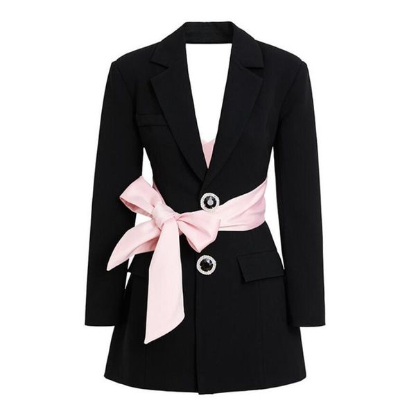 women's suits & blazers french style fashion bow tie lapel single buckle with diamond buttons blazer women blackless slim suit jacket s, White;black
women's suits & blazers french style fashion bow tie lapel single buckle with diamond buttons blazer women blackless slim suit jacket s, White;black