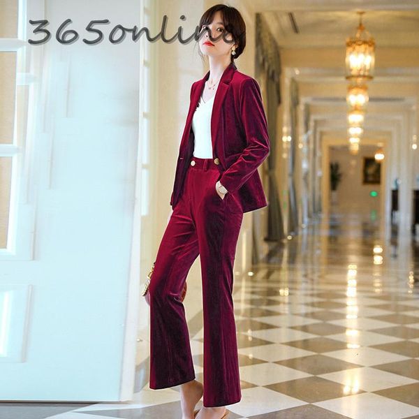 autumn winter velvet formal women business suits with pants and jackets coat professional blazers pantsuits wine women's two pi, White
autumn winter velvet formal women business suits with pants and jackets coat professional blazers pantsuits wine women's two pi, White