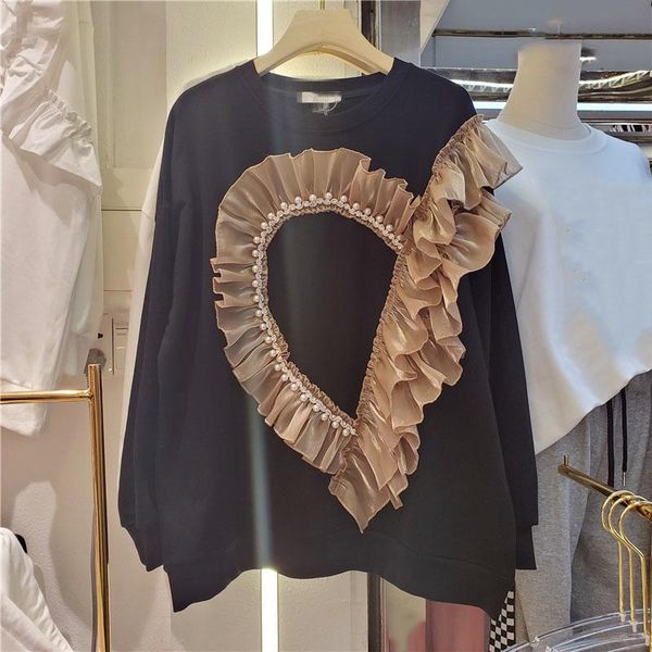 women's hoodies & sweatshirts seebeautiful pearl ruffles spliced large size sweatshirt o neck long sleeeve pullovers women autumn 2021, Black
women's hoodies & sweatshirts seebeautiful pearl ruffles spliced large size sweatshirt o neck long sleeeve pullovers women autumn 2021, Black