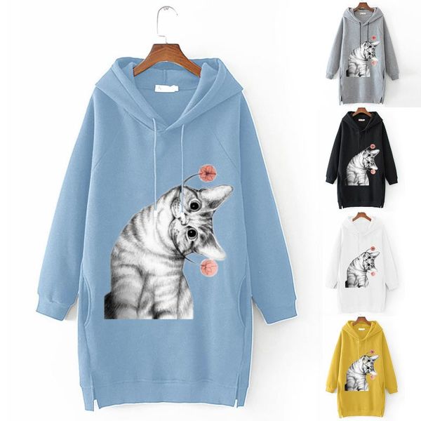women cartoon cat print long sleeve splited hoodie sweatshirt pullover hoodies aesthetic graphic 2021 sudadera mujer women's & sweatshi, Black
women cartoon cat print long sleeve splited hoodie sweatshirt pullover hoodies aesthetic graphic 2021 sudadera mujer women's & sweatshi, Black