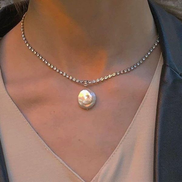 chokers flat natural freshwater pearl necklaces rhinestone tennis chain for women minimalist necklace trendy jewelry, Golden;silver
chokers flat natural freshwater pearl necklaces rhinestone tennis chain for women minimalist necklace trendy jewelry, Golden;silver